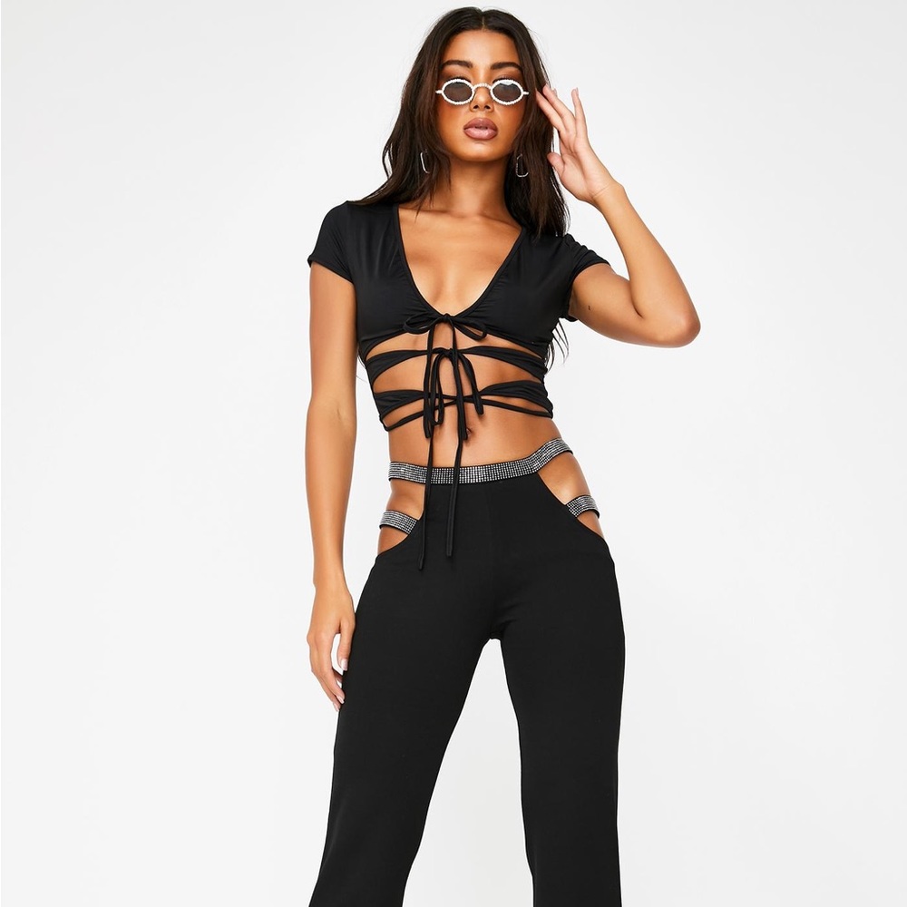 I.AM.GIA Greta Strappy Tie-Front Cropped Top